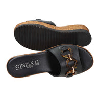 Cinzia Soft Damen Pantolette mit Keilabsatz IAF53457 Schwarz