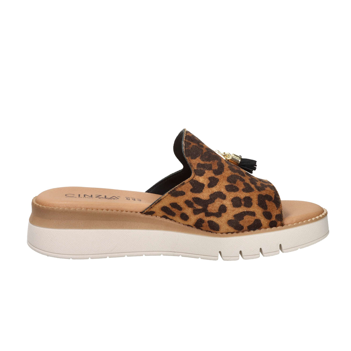 Cinzia Soft Damen Pantolette mit Keilabsatz NG2712 Leopardenmuster