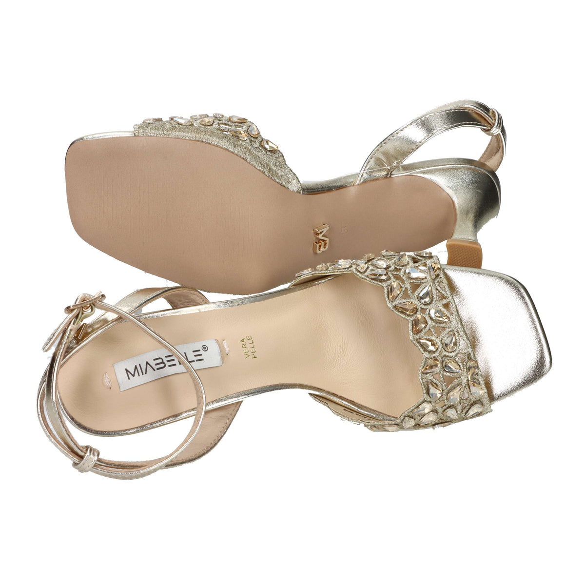 Miabelle Mujer Sandalia con tacón MB141 Platino