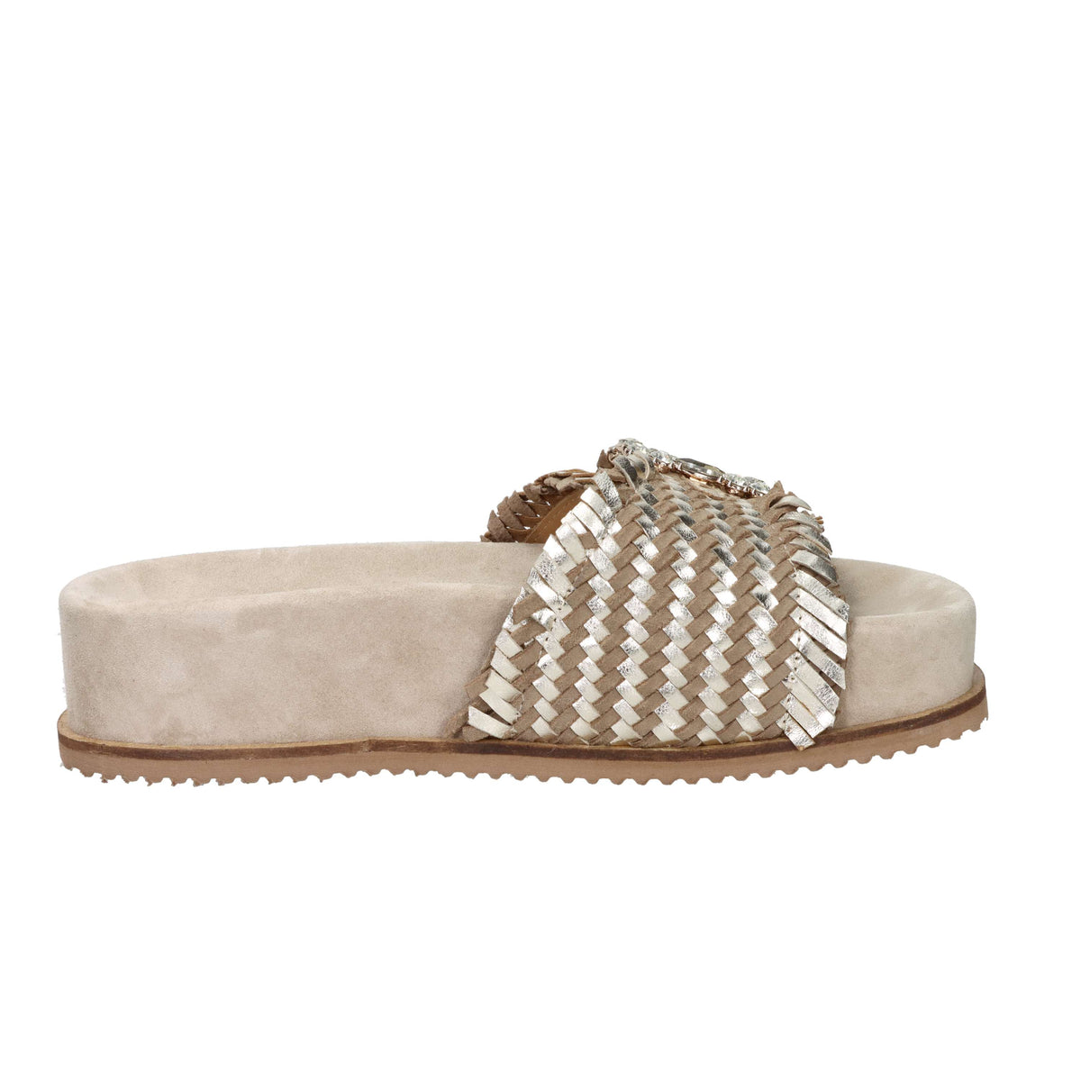 Keys Donna Ciabatta con zeppa K-12391 Platino