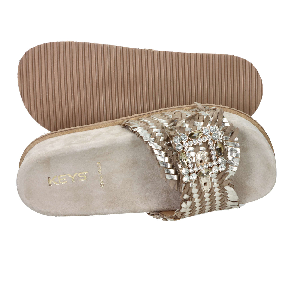 Keys Donna Ciabatta con zeppa K-12391 Platino