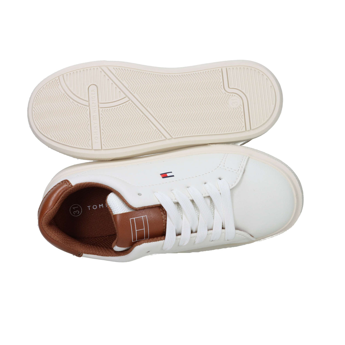 Tommy Hilfiger Bambini e ragazzi Sneakers T3X9-34350-1355 Bianco/Cuoio