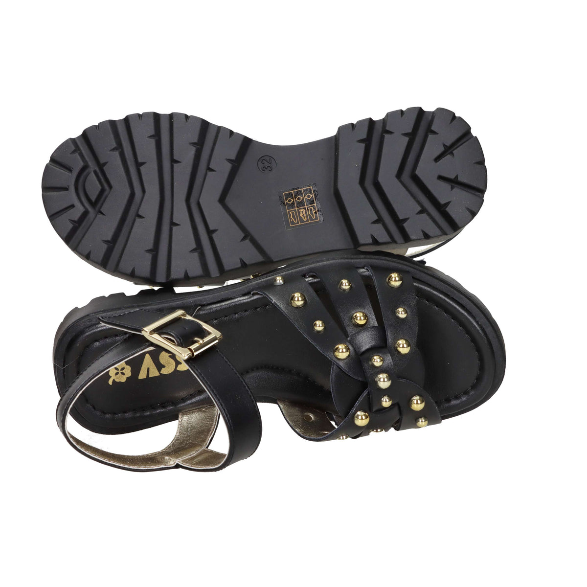 Asso Girls' Sandal AG-17942 Black