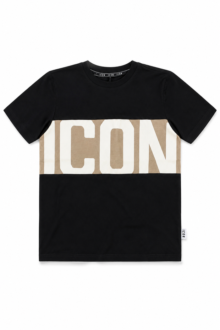 Camiseta Icon Uomo IUT014 Negro/Beige