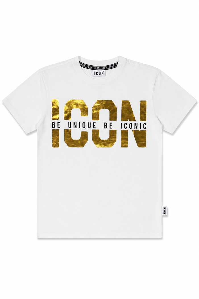 Camiseta Icon Uomo IUT022 Blanco/Oro