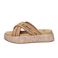4Us Paciotti Donna Ciabatta con zeppa UZM07 Cuoio
