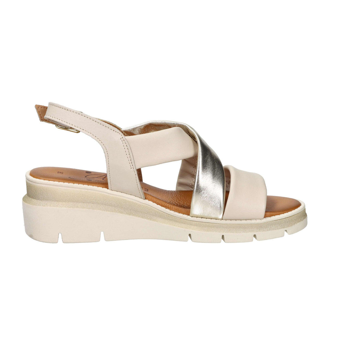 Sandalia con cuña para mujer Ariel 17147 Beige/Oro