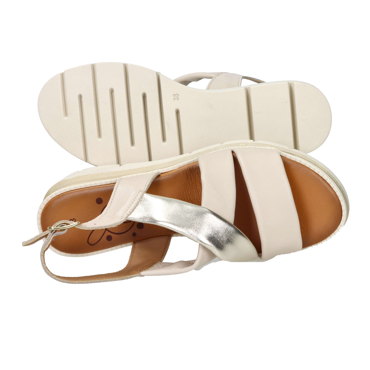 Sandalia con cuña para mujer Ariel 17147 Beige/Oro