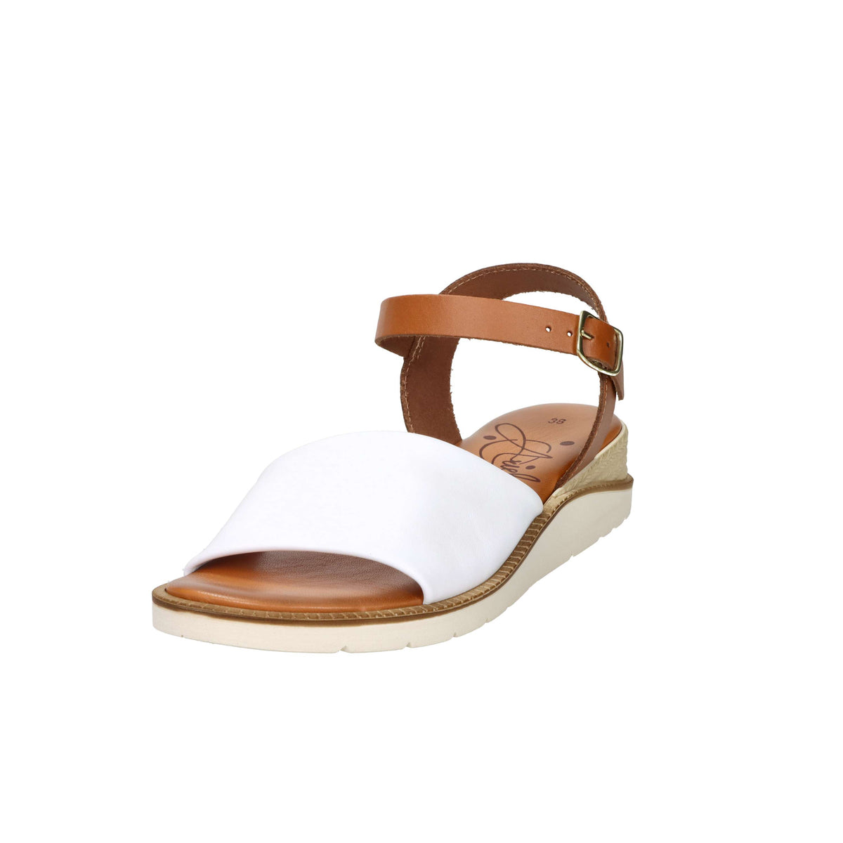 Sandalia baja para mujer Ariel 17102 Blanco/Cuero