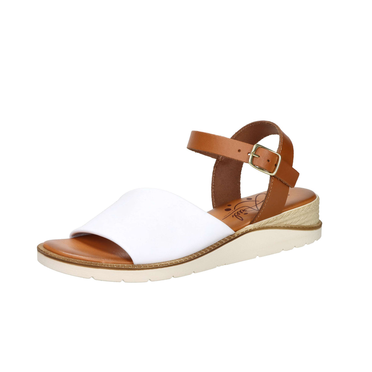 Sandalia baja para mujer Ariel 17102 Blanco/Cuero