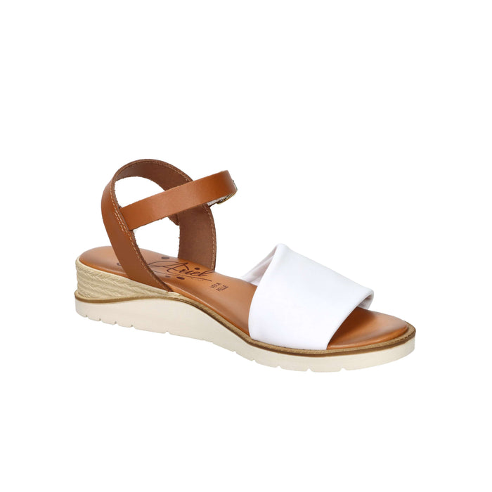 Ariel Damen Flache Sandalen 17102 Weiß/Leder