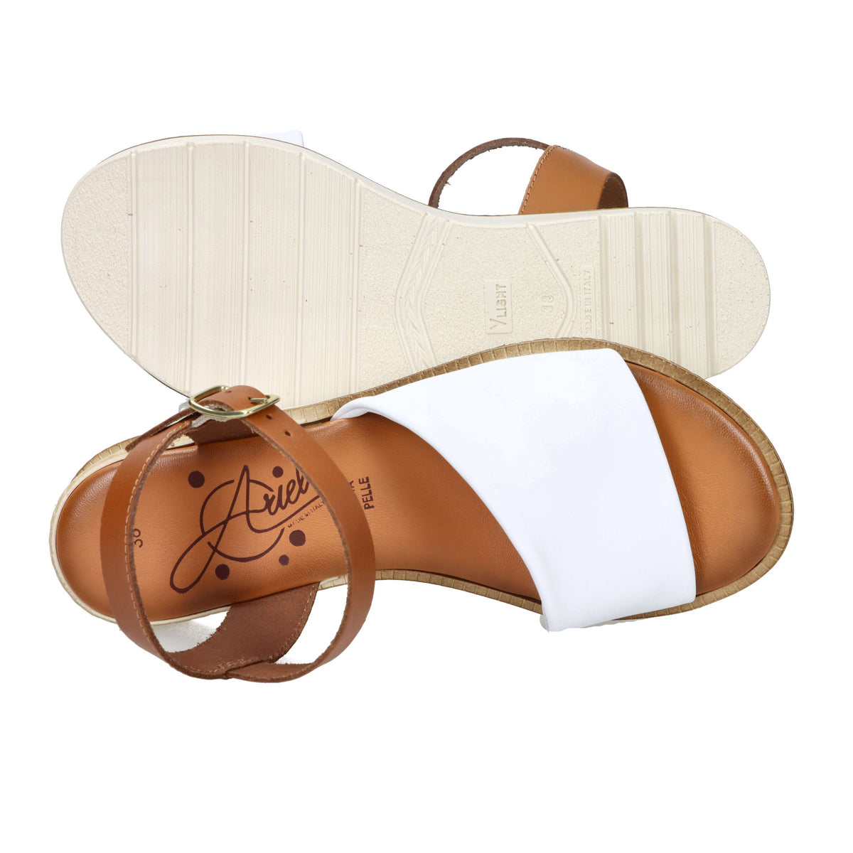 Sandalia baja para mujer Ariel 17102 Blanco/Cuero