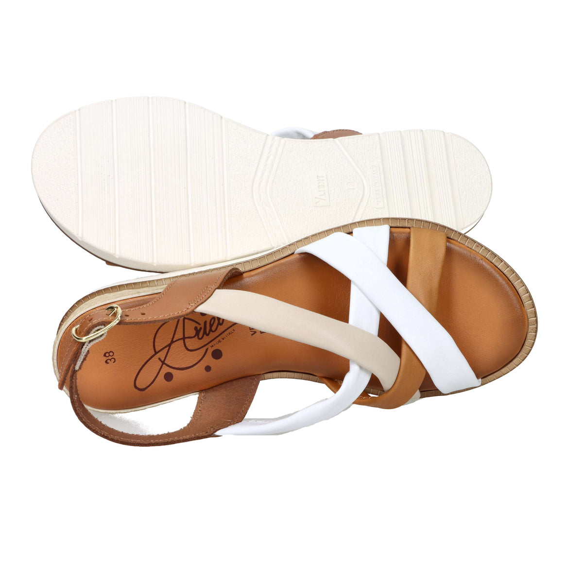 Sandalia baja para mujer Ariel 17106 Blanco/Cuero