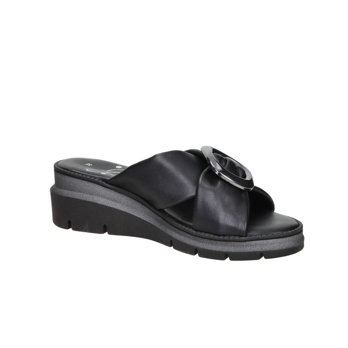 Ariel Damen Pantoletten mit Keilabsatz 17152 Schwarz