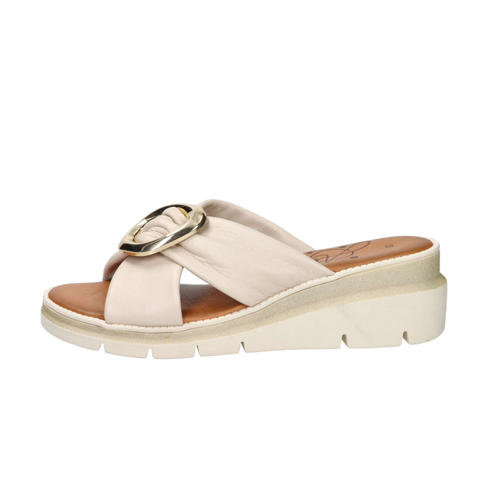Ariel Damen Pantoletten mit Keilabsatz 17152 Beige