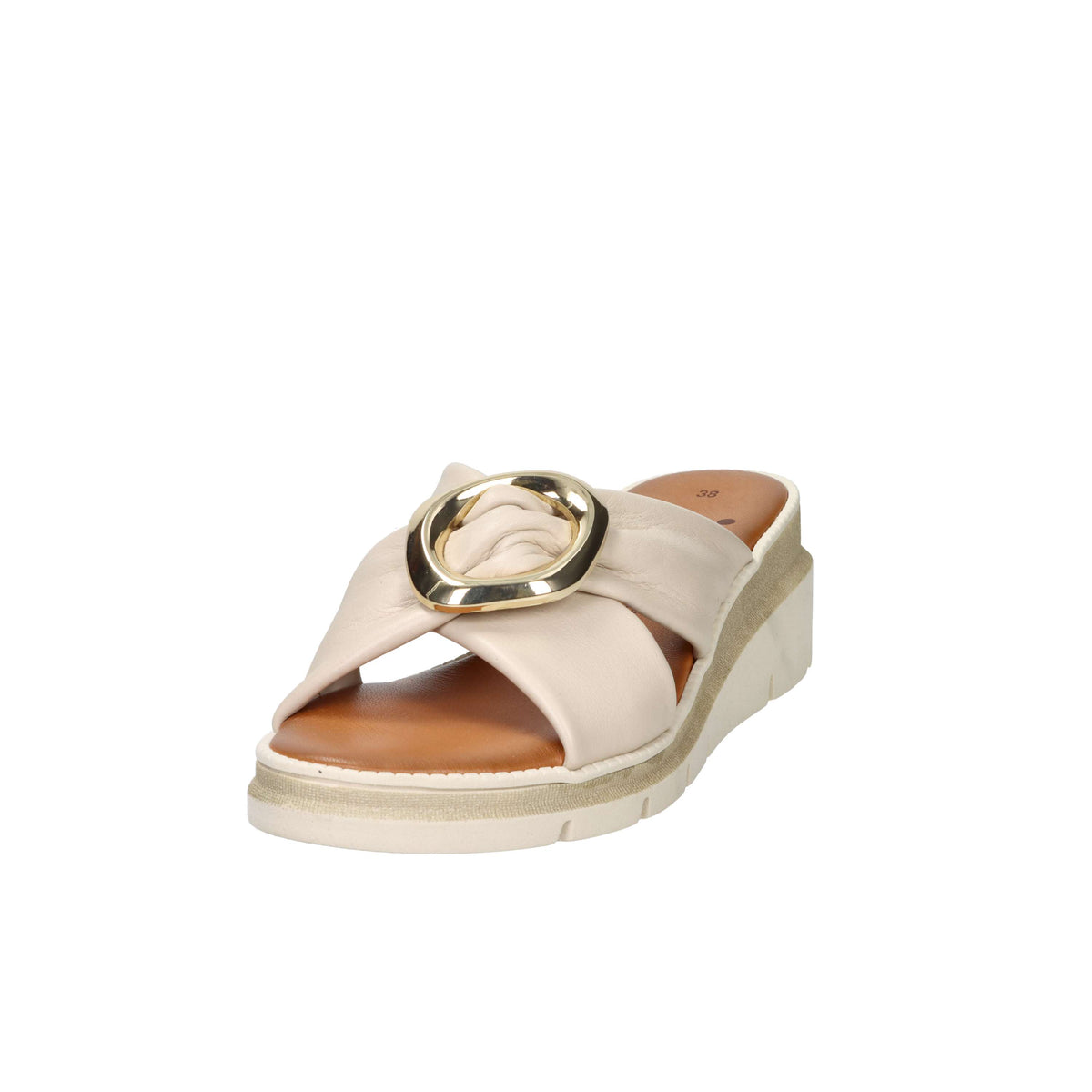 Ariel Damen Pantoletten mit Keilabsatz 17152 Beige