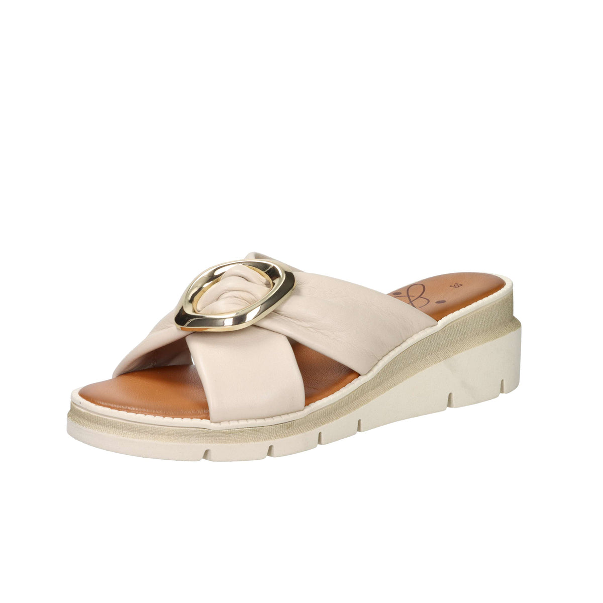 Ariel Damen Pantoletten mit Keilabsatz 17152 Beige