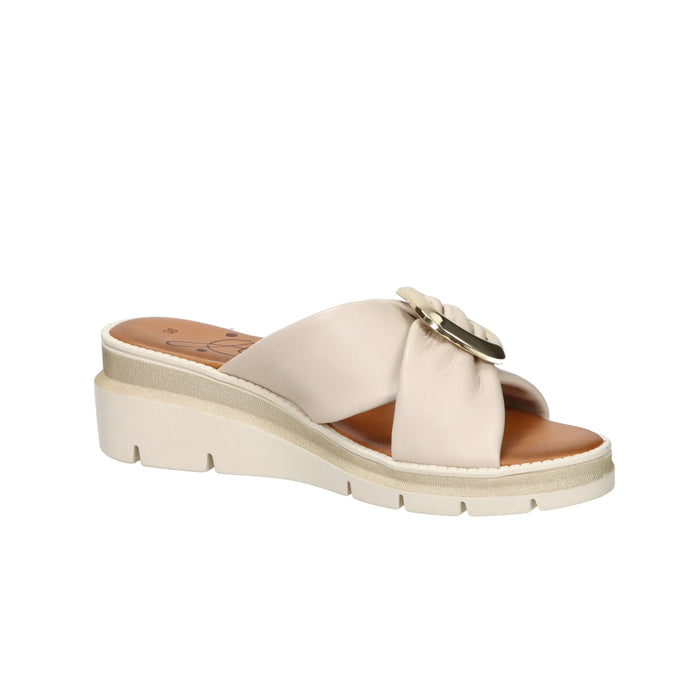 Ariel Damen Pantoletten mit Keilabsatz 17152 Beige