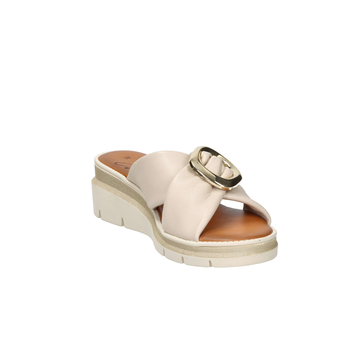 Ariel Damen Pantoletten mit Keilabsatz 17152 Beige