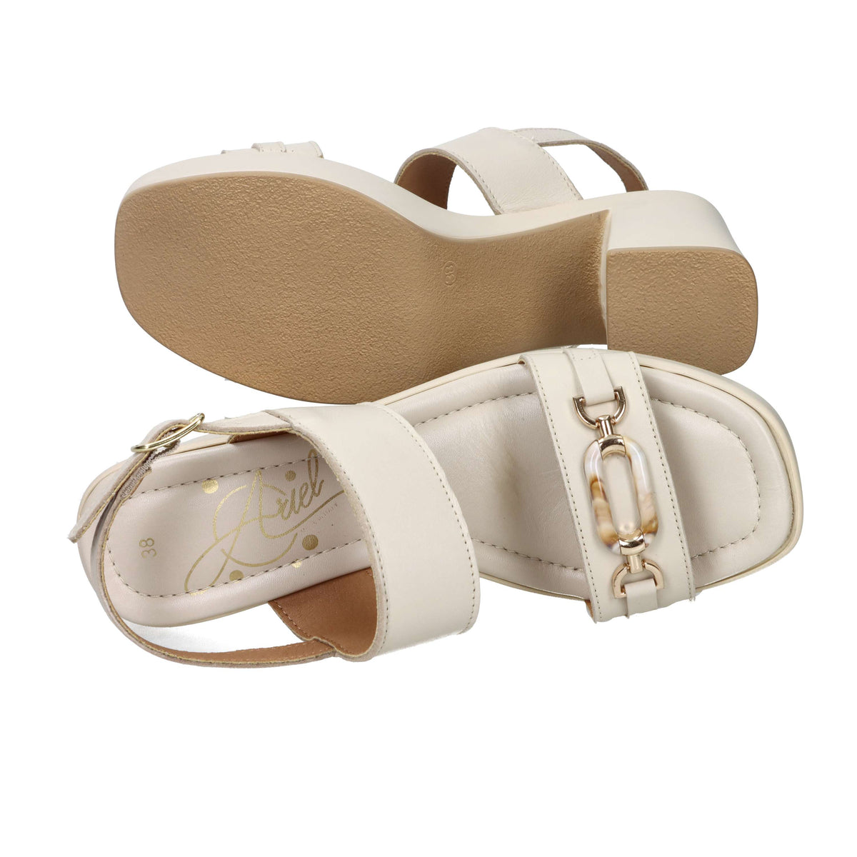 Ariel Mujer Sandalia con tacón 17238 Beige