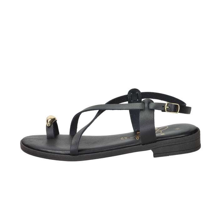 Ariel Damen flache Sandale 17247 Schwarz