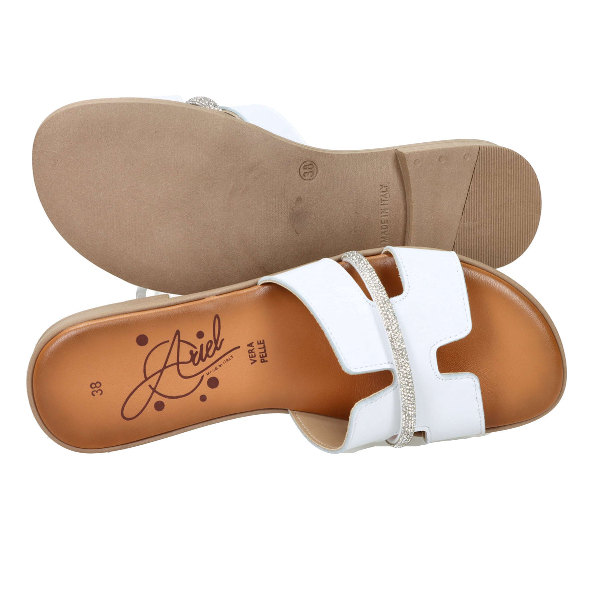 Ariel Damen flache Hausschuhe 17288 Weiß