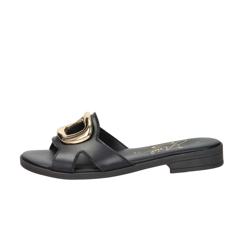 Ariel Damen flache Hausschuhe 17243 Schwarz/Gold