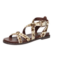 Carmela Damen flache Sandale 162393 Creme/Braun