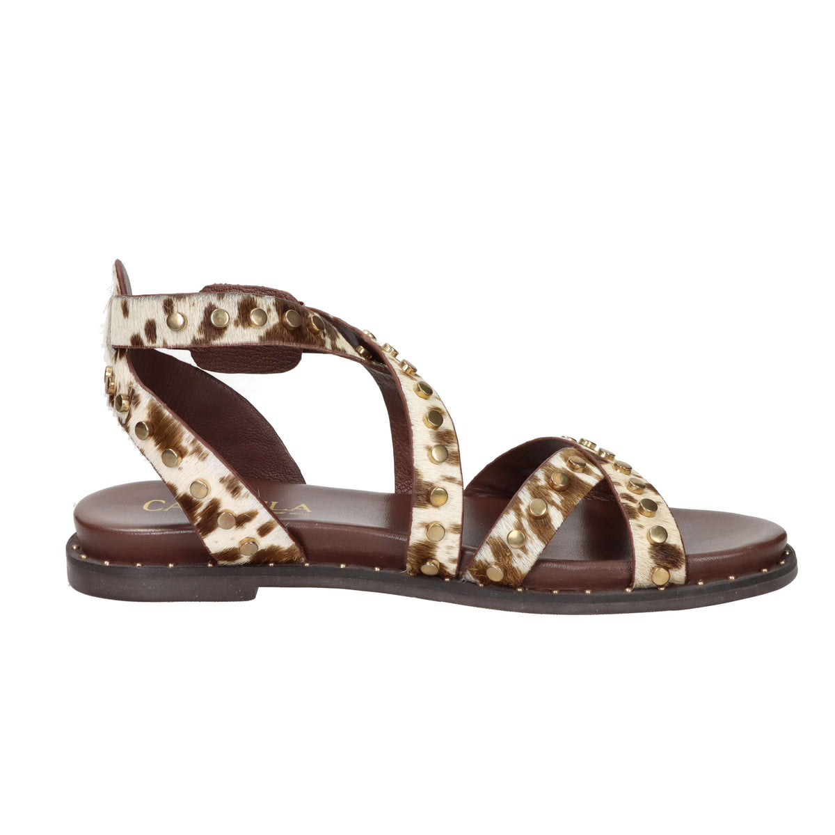 Carmela Damen flache Sandale 162393 Creme/Braun