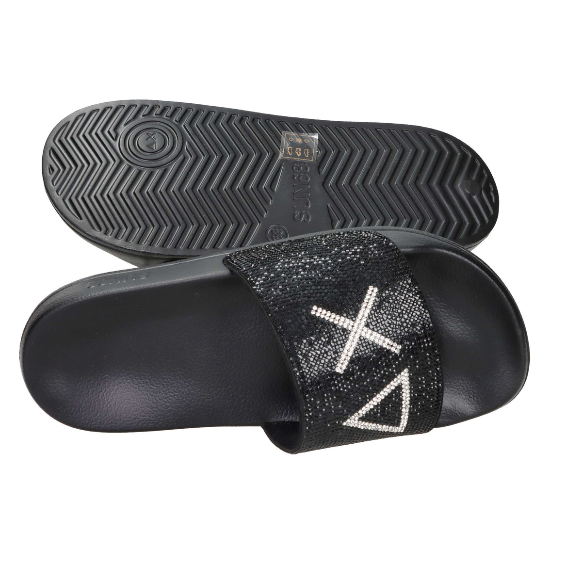 Sun68 Damen flache Pantoletten X36211 Schwarz