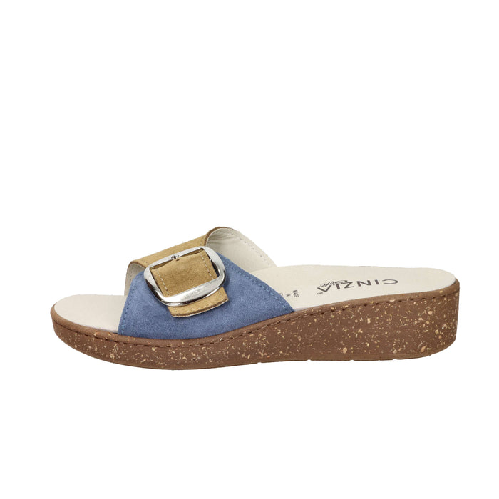 Cinzia Soft Damen Flache Hausschuhe NE8701 Blau/Leder