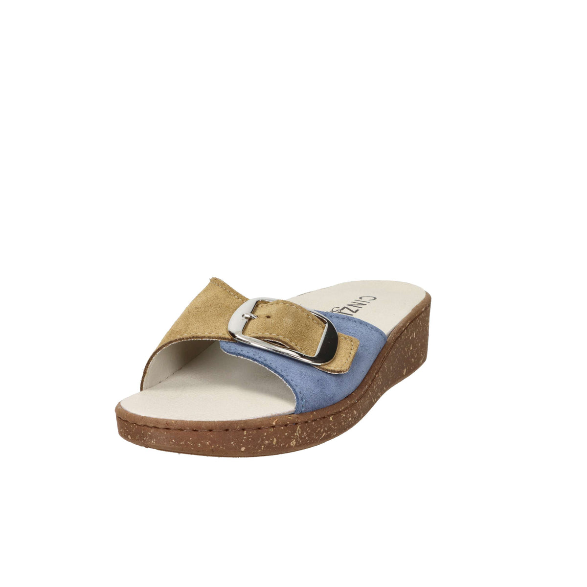 Cinzia Soft Damen Flache Hausschuhe NE8701 Blau/Leder