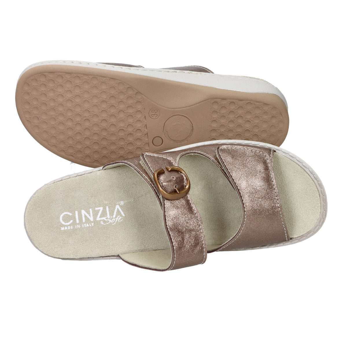 Cinzia Soft Damen flache Pantolette MZV58 Bronze
