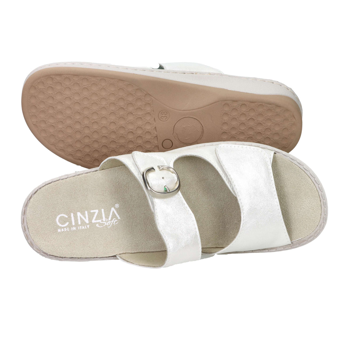 Cinzia Soft Damen flache Pantolette MZV58 Weiß
