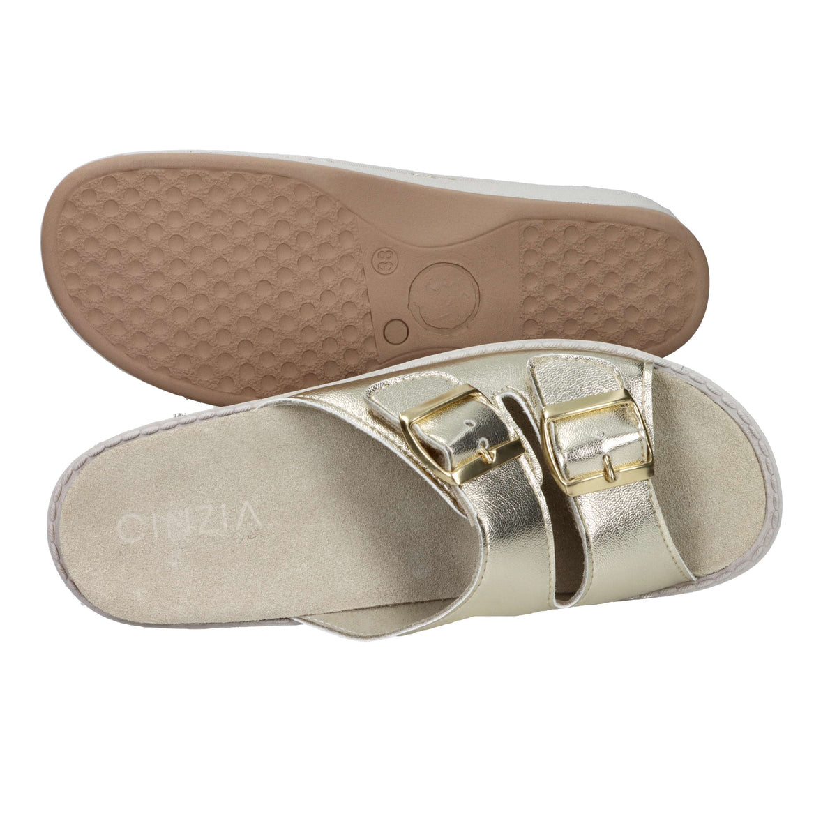 Cinzia Soft Damen flache Pantolette MZV110F Platin