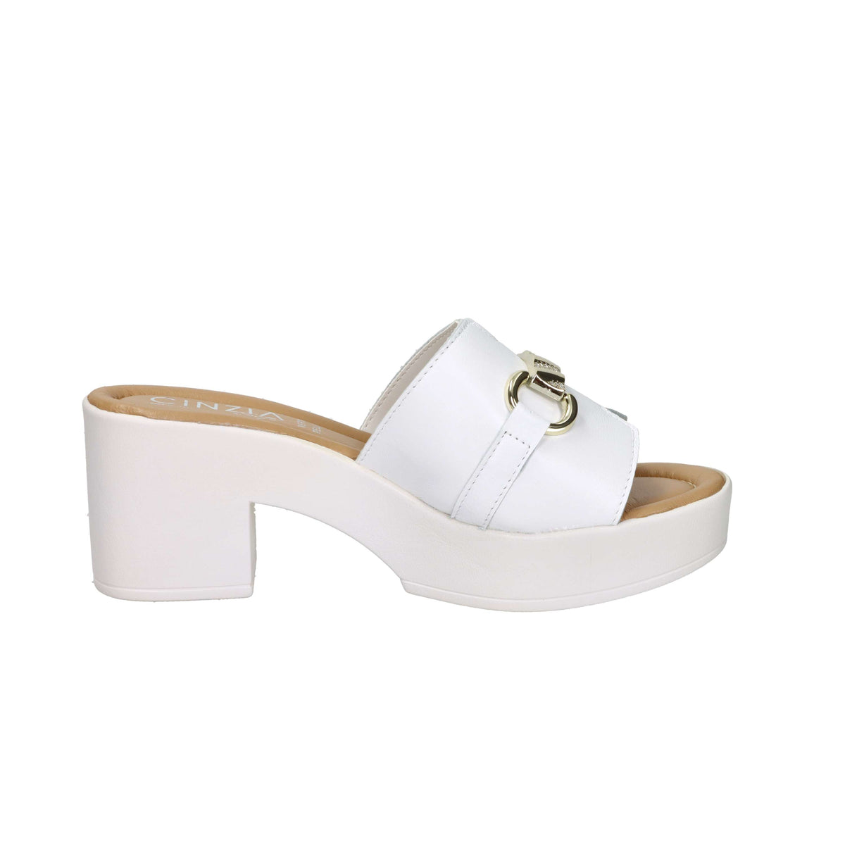 Cinzia Soft Donna Ciabatta con tacco IAF203534 Bianco