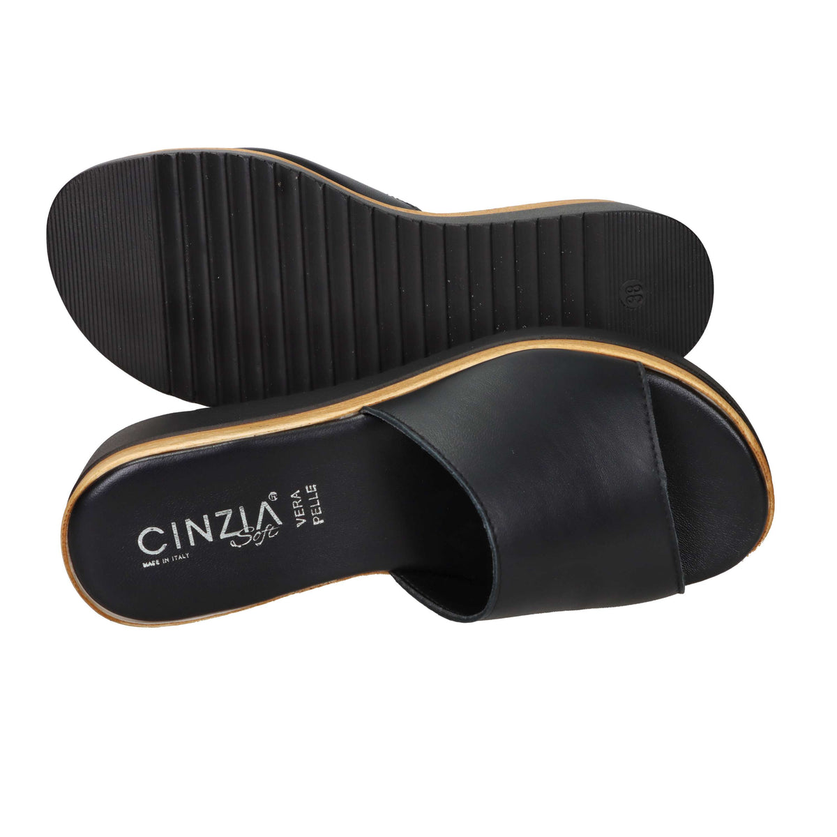 Cinzia Soft Damen Hausschuhe mit Keilabsatz IAF343421 Schwarz
