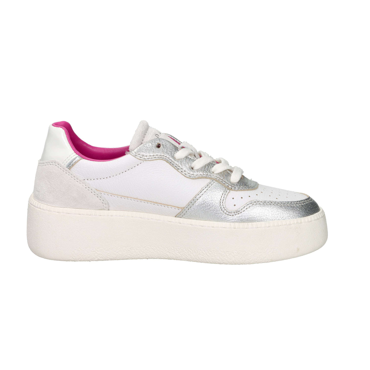 D.A.T.E. Donna Sneakers W441-CP-LM-SL Bianco/Argento