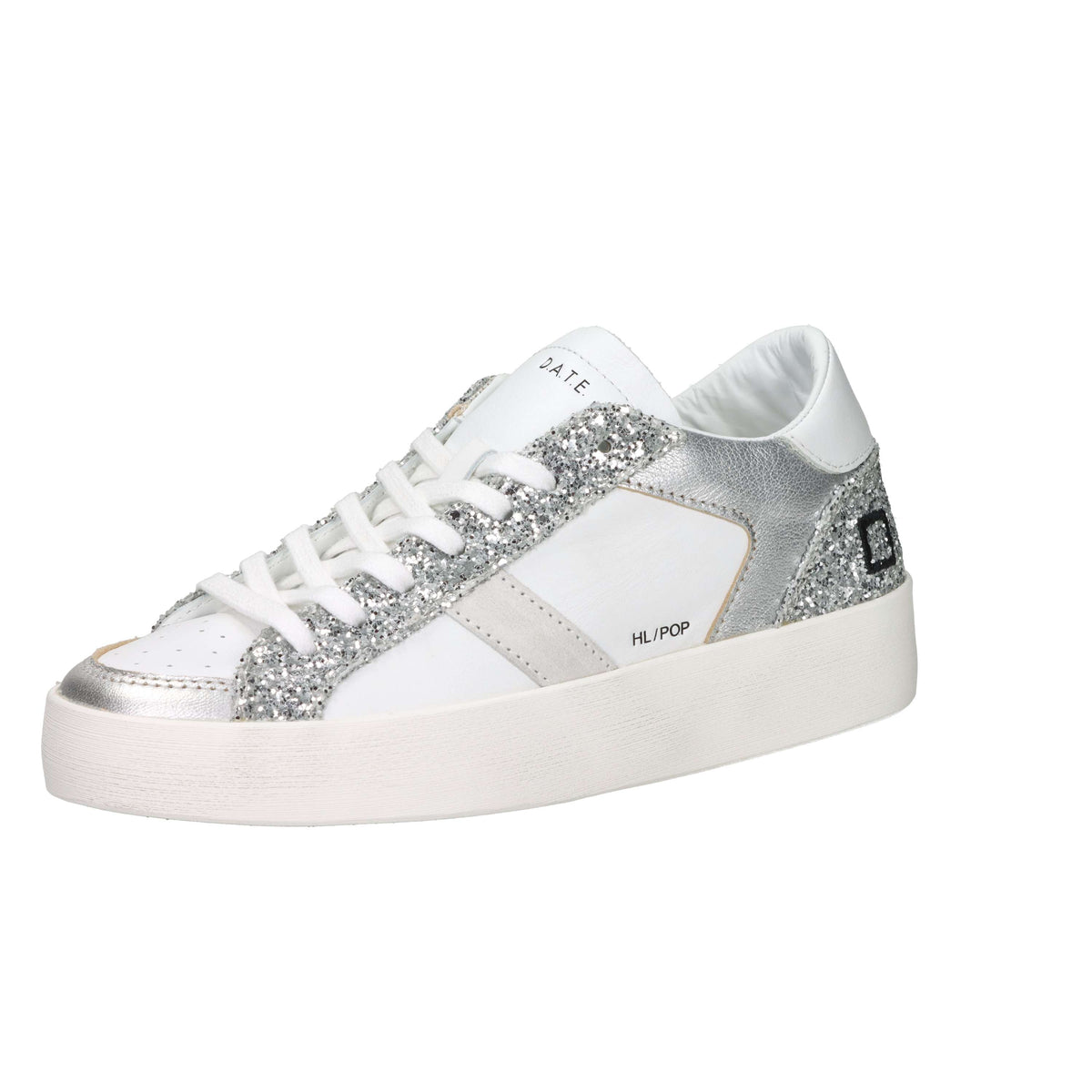 D.A.T.E. Femme Baskets W431-HF-PO-WS Blanc/Argent