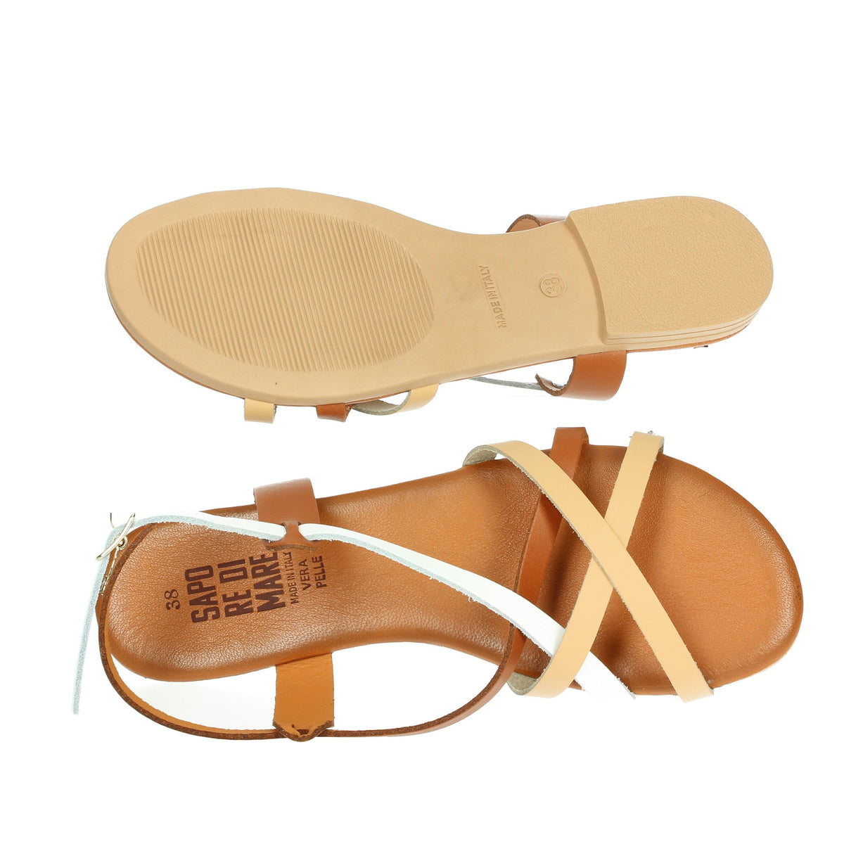 Sapore di Mare Donna Sandalo basso 16227 Bianco/Cuoio