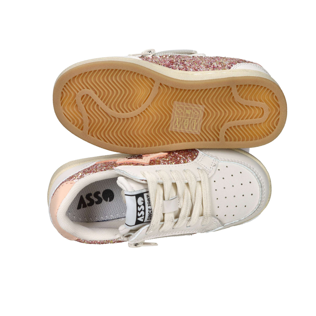Asso Bambine e ragazze Sneakers AG-18201 Beige/Rosa