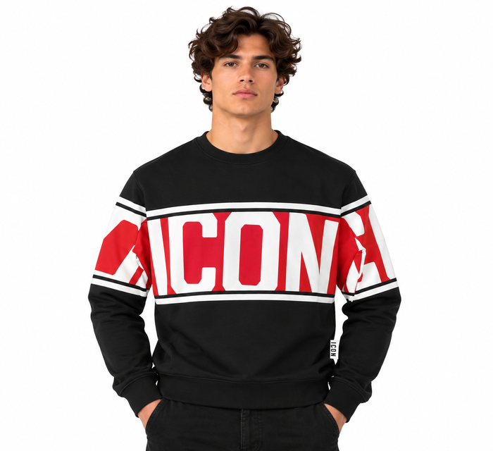 Icon Uomo Felpa IUF052 Nero/Rosso
