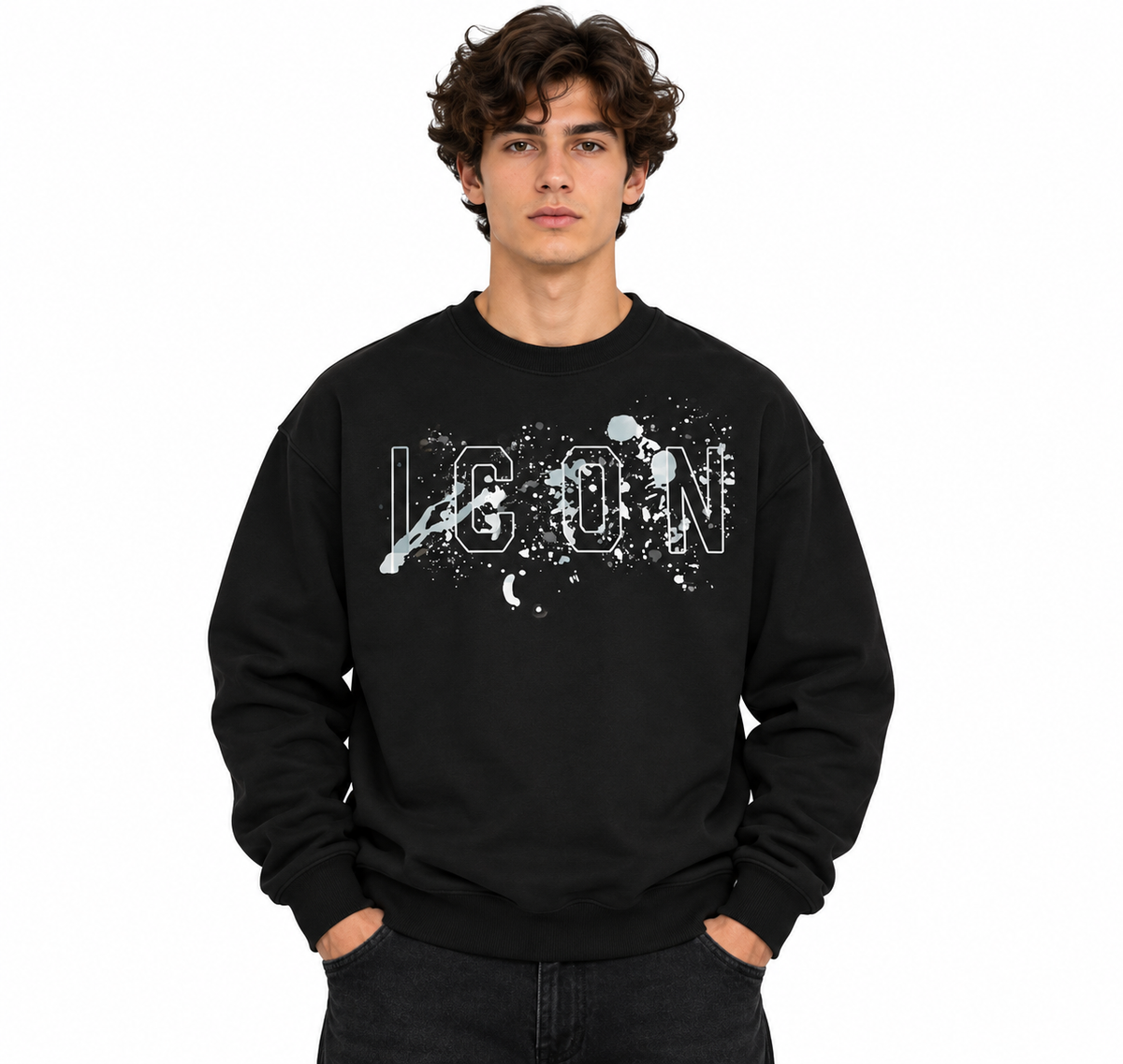 Icon Uomo Felpa IUF082 Nero/Grigio