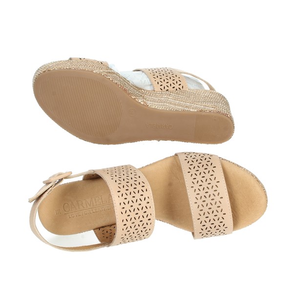 SANDALI CON ZEPPA 68531 BEIGE