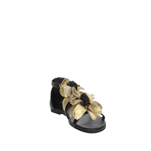 SANDALI BASSI F3424 NERO/ORO