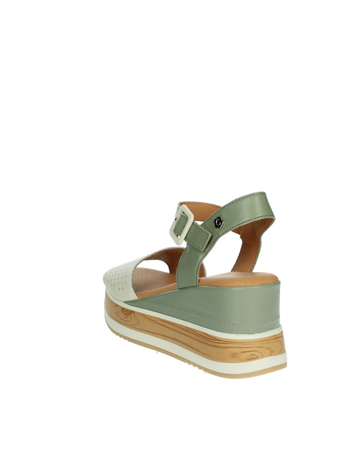 SANDALI CON ZEPPA 160531 BEIGE/VERDE