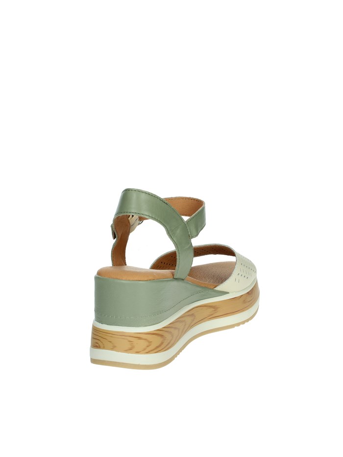 SANDALI CON ZEPPA 160531 BEIGE/VERDE