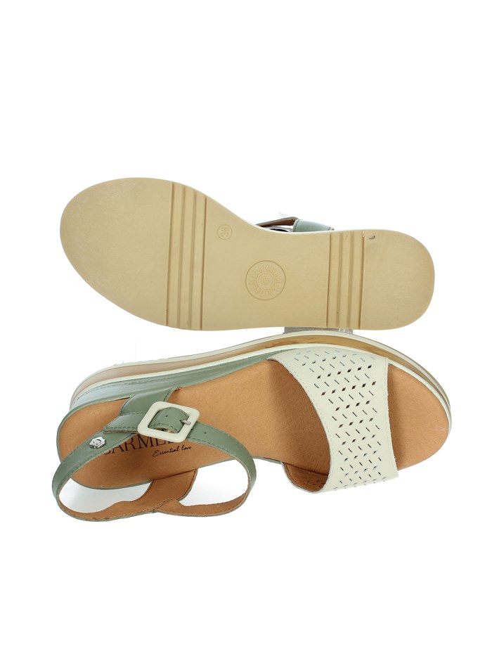 SANDALI CON ZEPPA 160531 BEIGE/VERDE