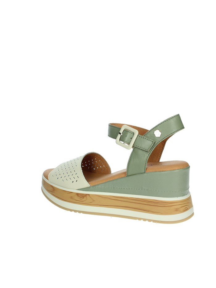 SANDALI CON ZEPPA 160531 BEIGE/VERDE