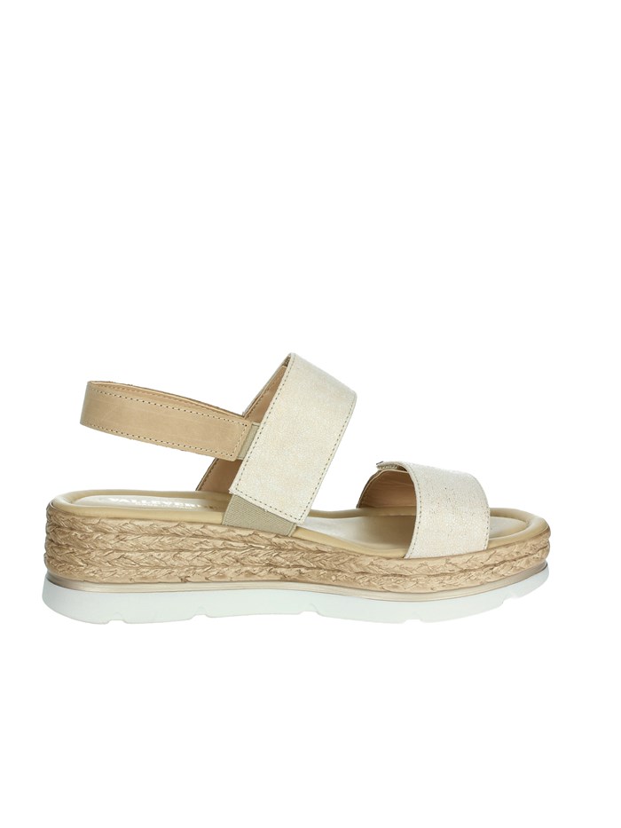 SANDALI CON ZEPPA 32391 BEIGE/ORO
